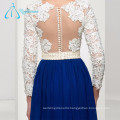 Lace Appliques Sashes Pearls Button Women Evening Dress